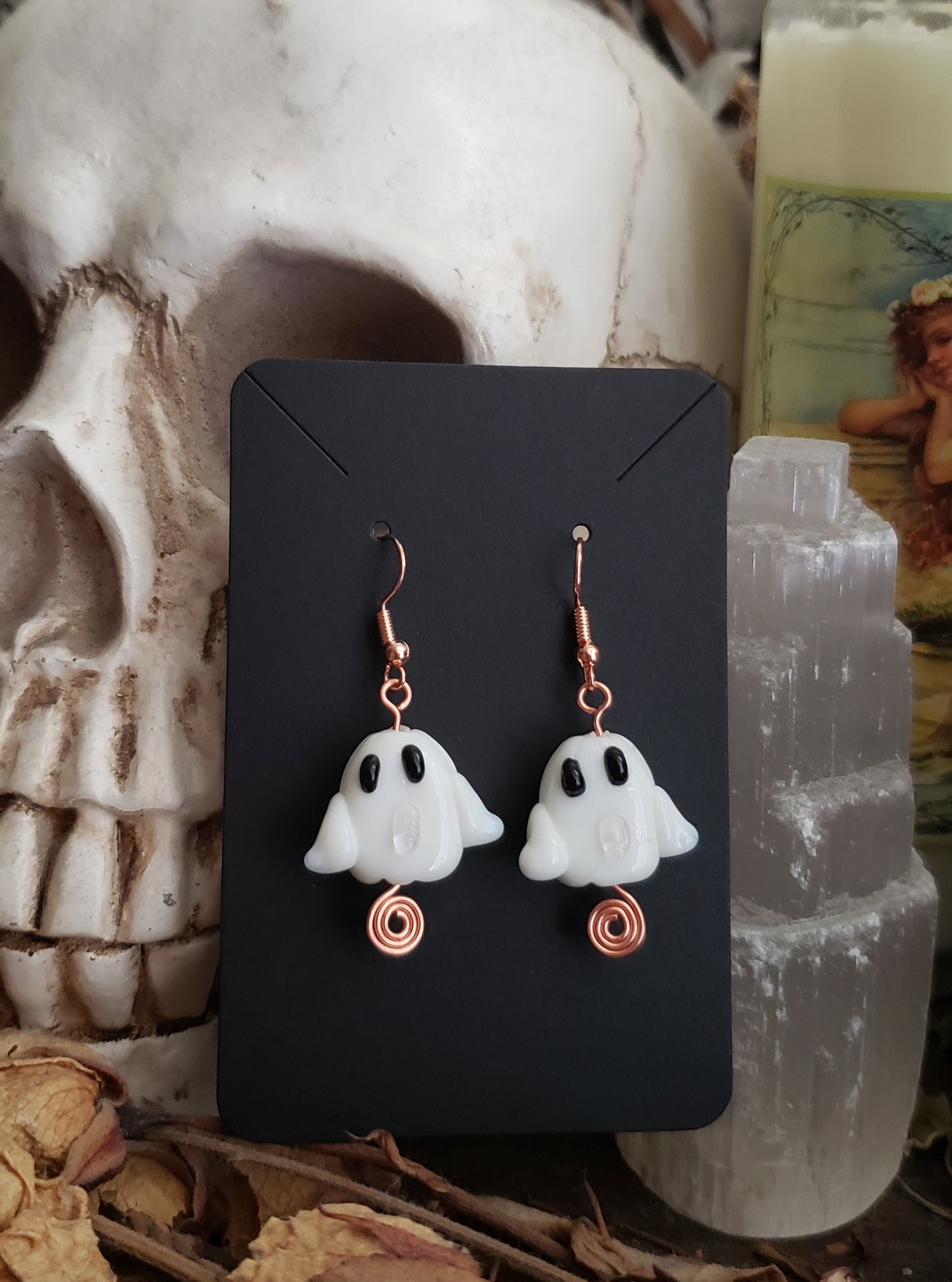 Spiral Out Ghost Earrings