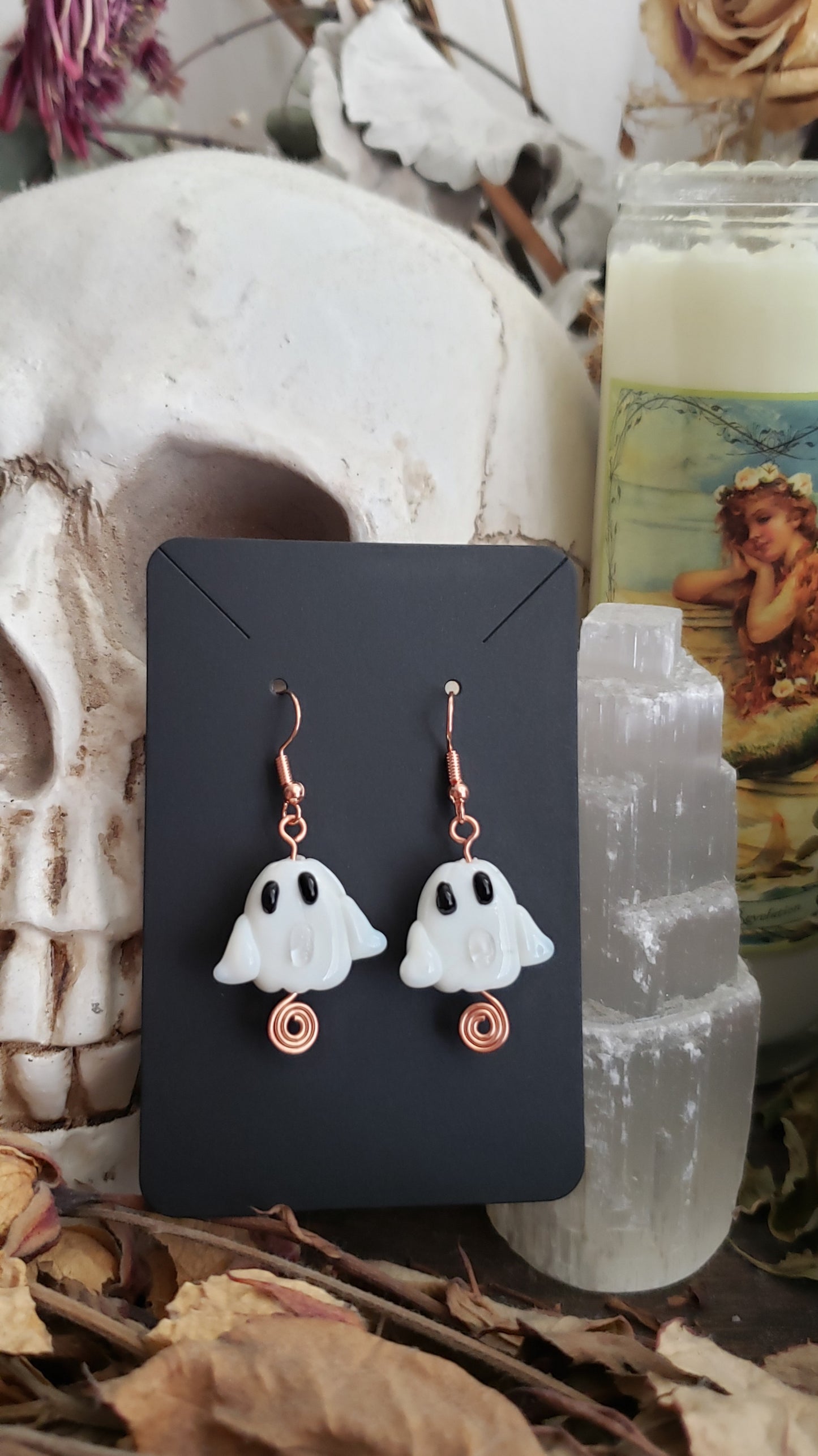 Spiral Out Ghost Earrings